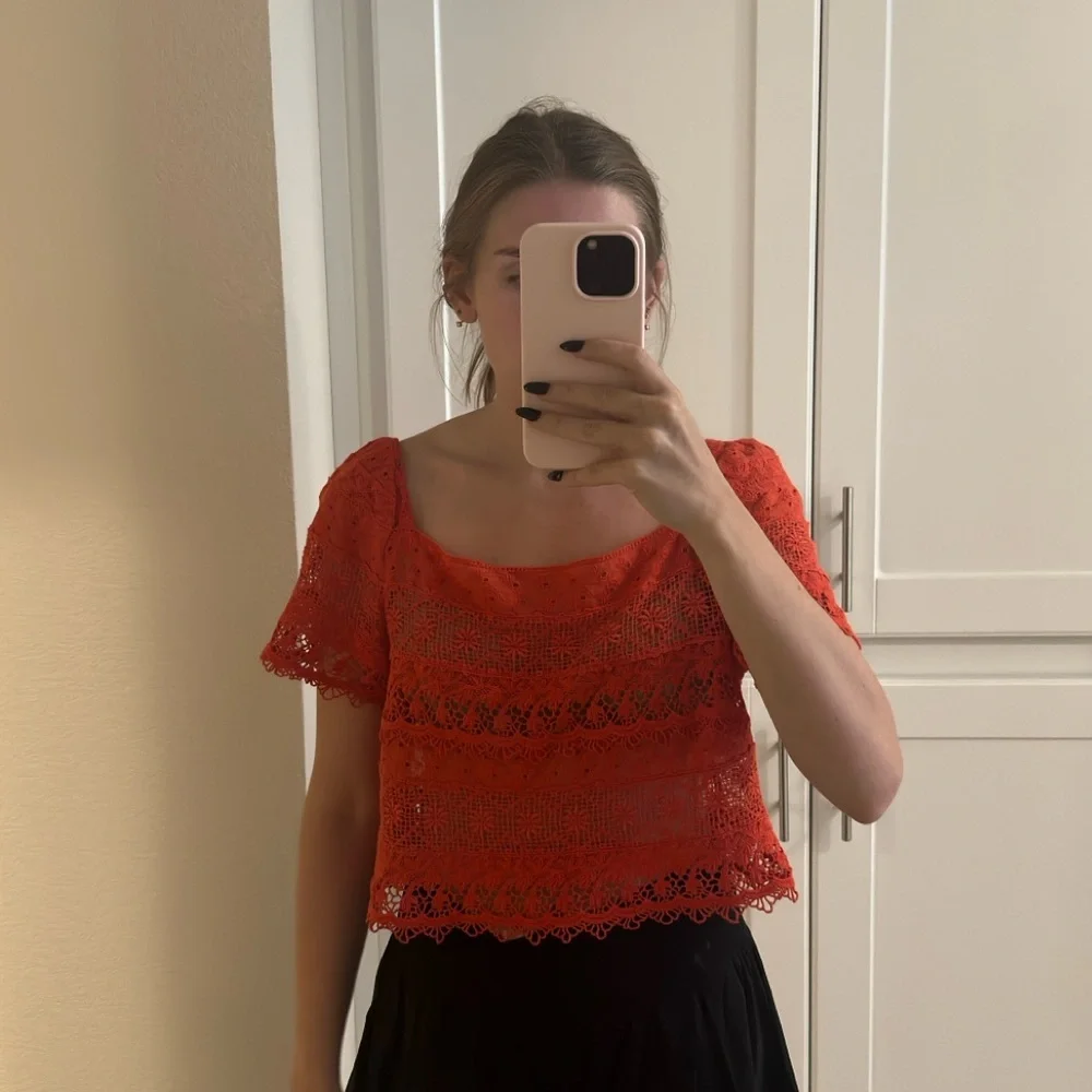 Orange Lace Free People Top - Picture 1 of 6